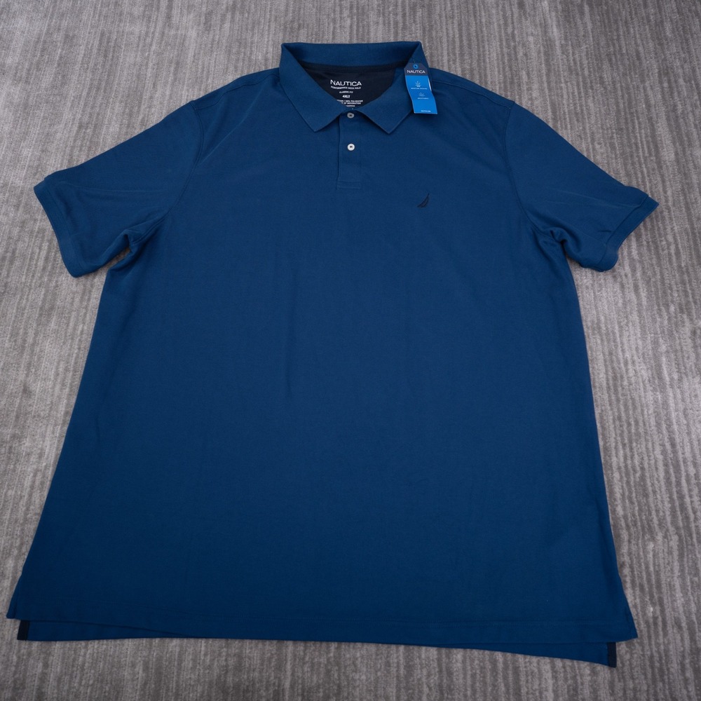 Nautica Performance Deck Polo Mens 4XLT Blue NEW Moisture Wicking Classic Fit